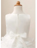 Beaded Ivory Lace Organza Tiered Flower Girl Dress